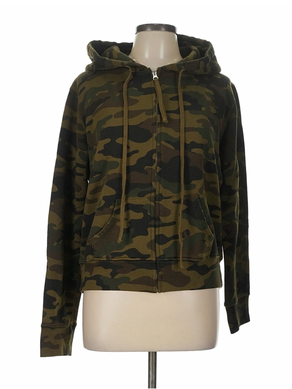 Nili Lotan Camouflage Zip Hoodie in Olive and Black